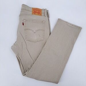 Levis 513 Slim Straight Jeans Mens 36x32 Cotton Stretch Khaki Tan 08513-0337